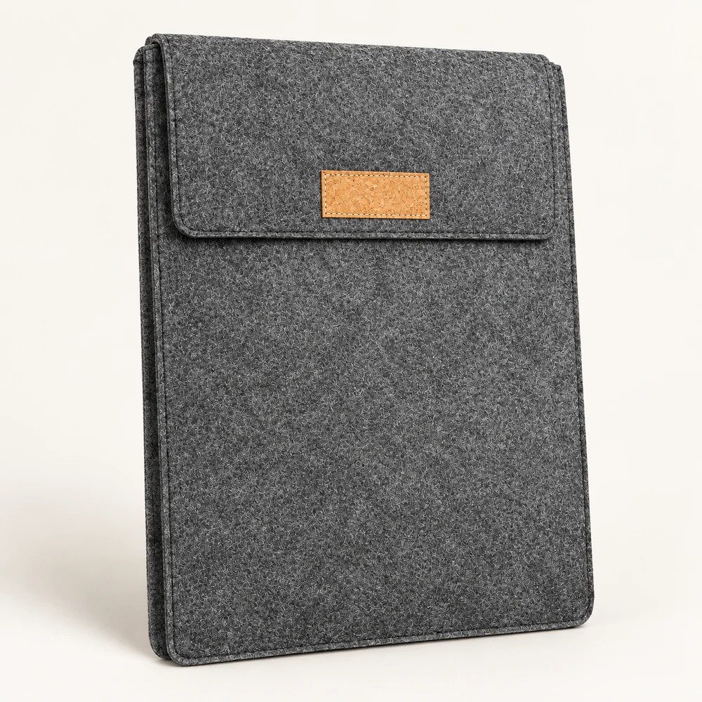 Grey Felt Flap Laptop Sleeves - view 2